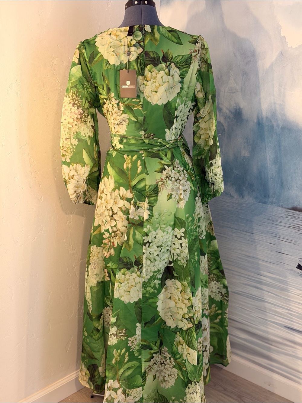 STYLEWE Green Floral Maxi Dress with Tie Waist Belt 294 - Picture 6 of 10